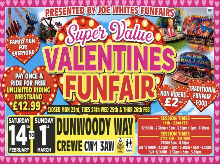 Poster advertising Crewe Valentines Funfair